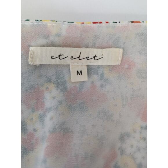 Et Clet Floral Babydoll Puff Sleeve Pleated Mini Dress Size M‎ Peasant Coquette - Picture 6 of 10